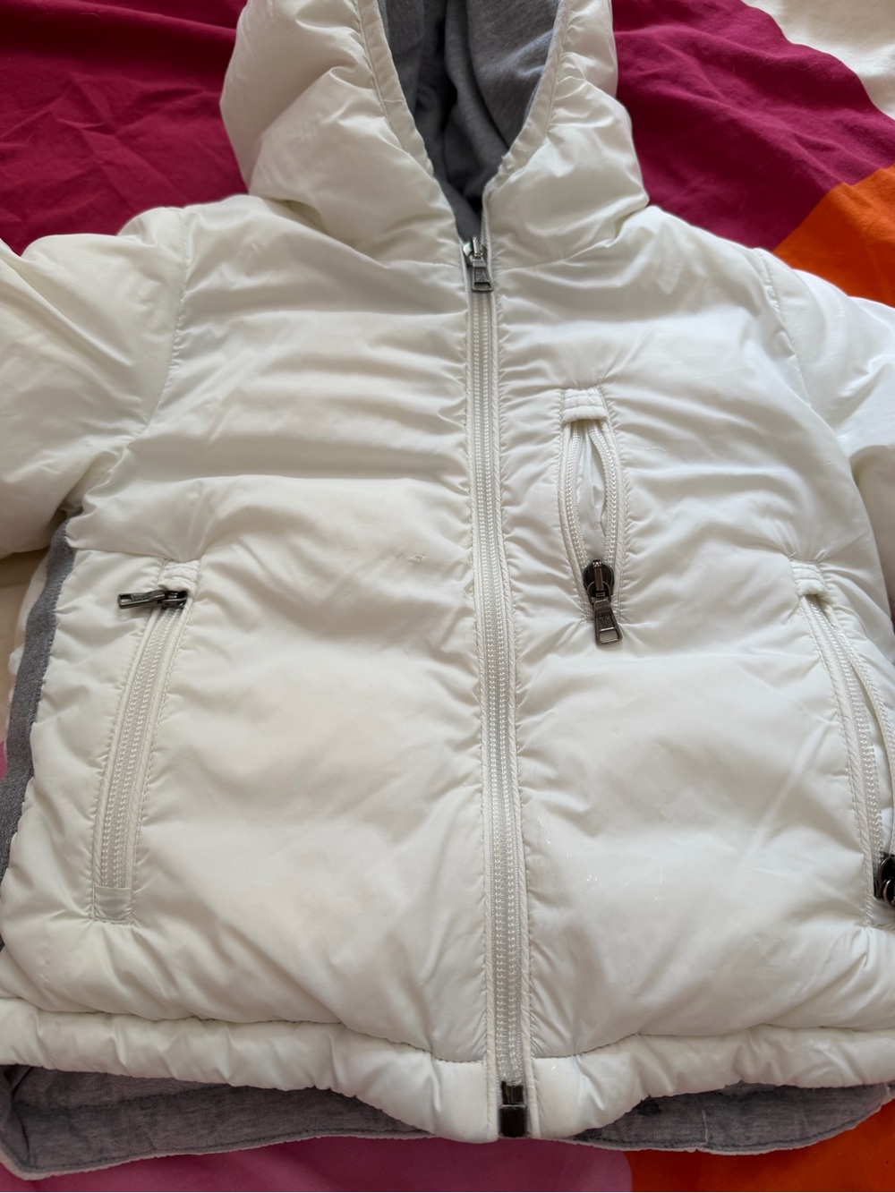 Moncler Kids White Hooded Puffer Jacket